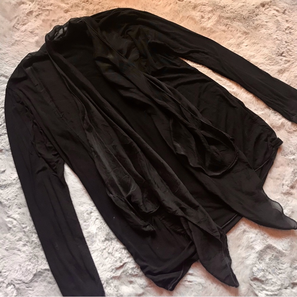 Gusy Made in Italy silk front and viscose, black, flowy cardigan medium